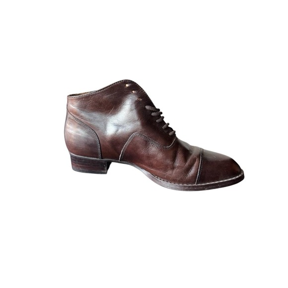Nine West Brown Boots leather Cap Toe Lace Up Ankle Women's Dress Boot Size 5.5M - Picture 6 of 11